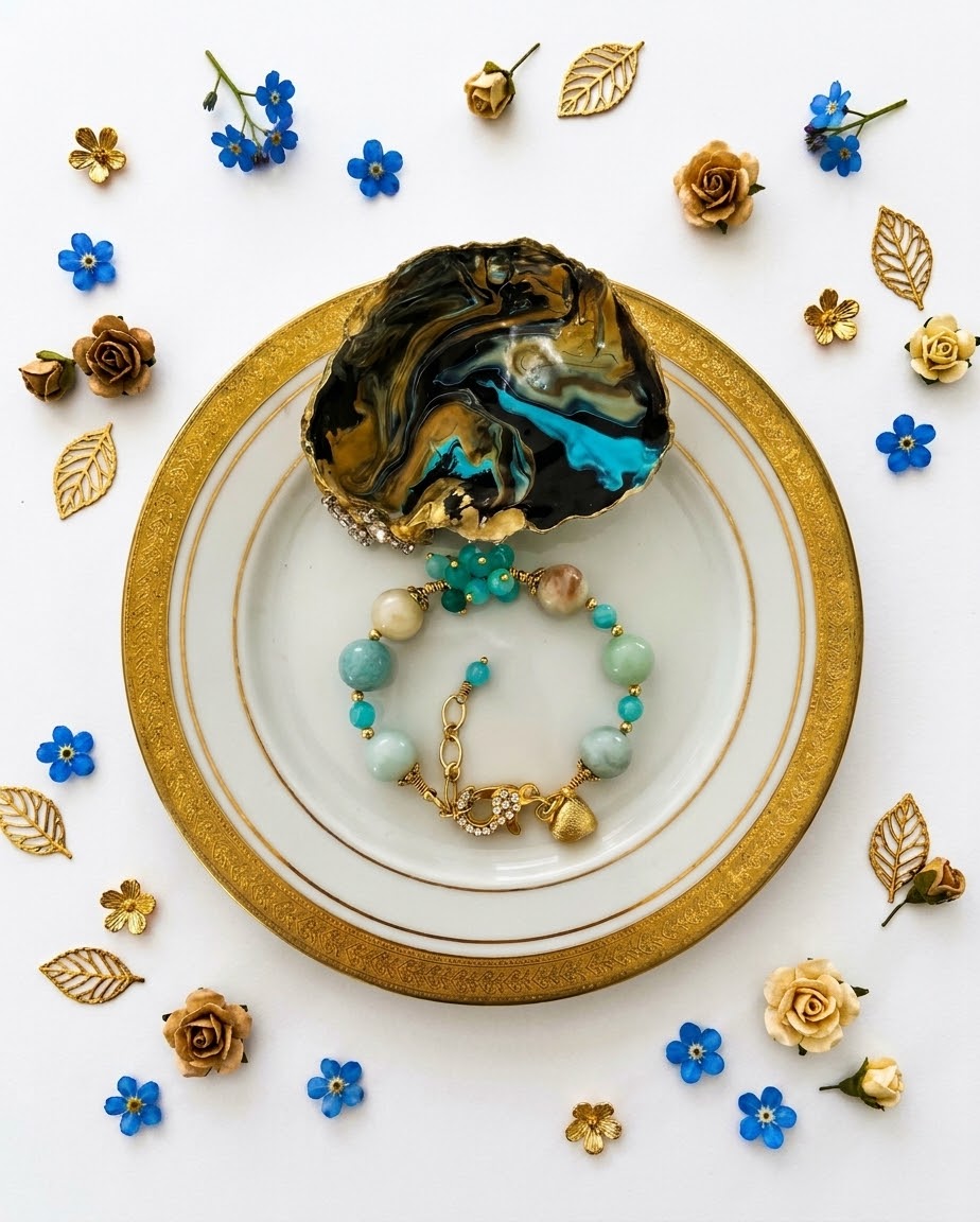 Amazonite and Aqua Chalcedony Bracelet