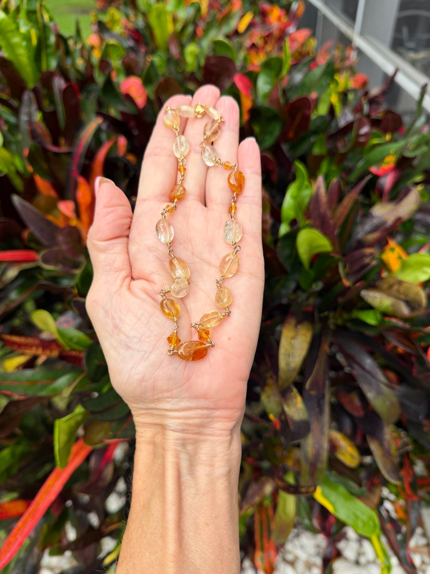 Citrine and Gold Crystal Choker