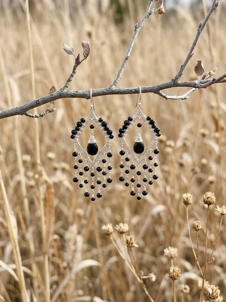 Black beauty statement earrings