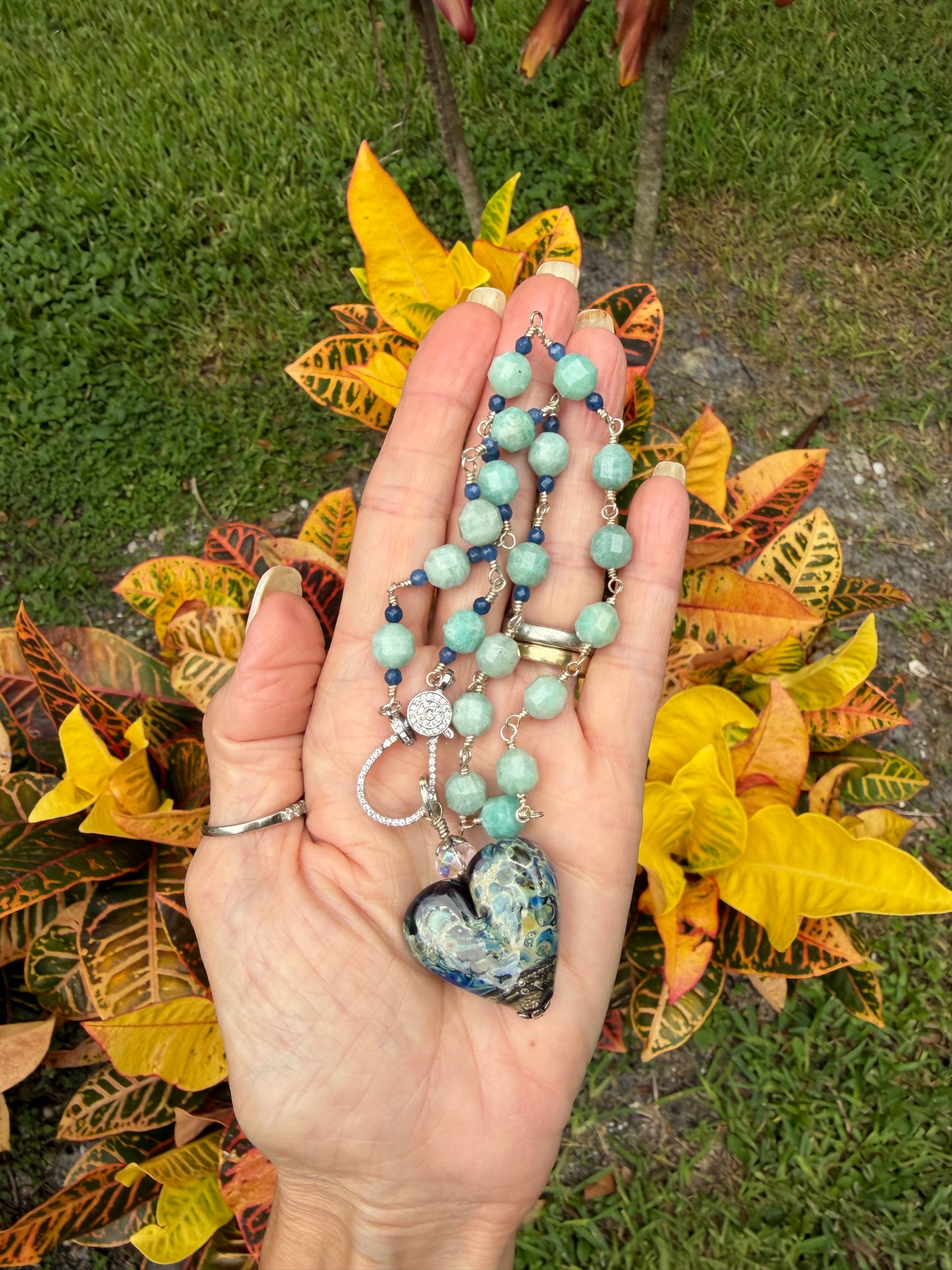 Night Blue Heart Pendant Necklace – Handmade Boho Luxe Sterling Silver