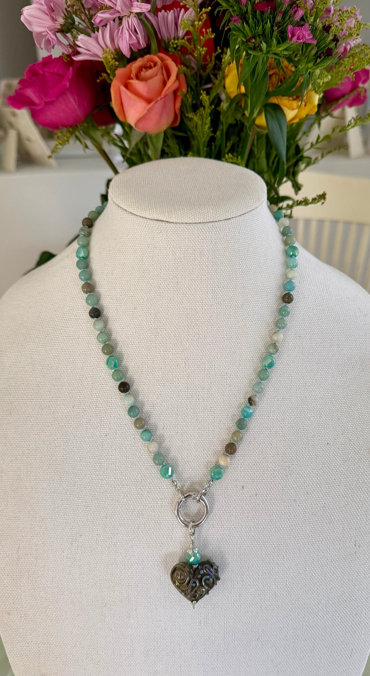 Amazonite and Glass Necklace