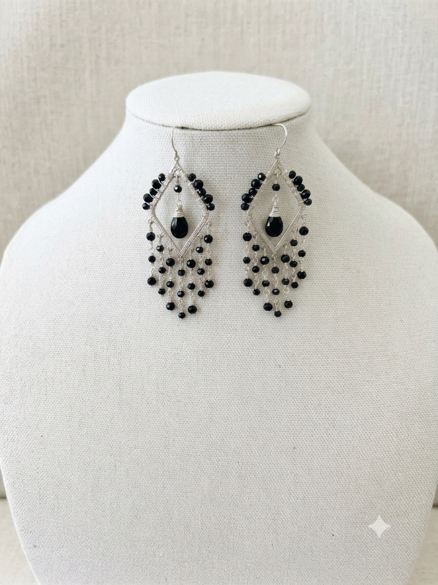 Black beauty statement earrings