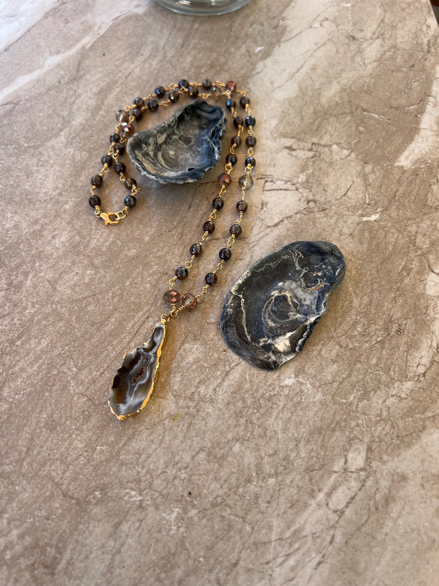 Tiger Eye with Agate Pendant Necklace