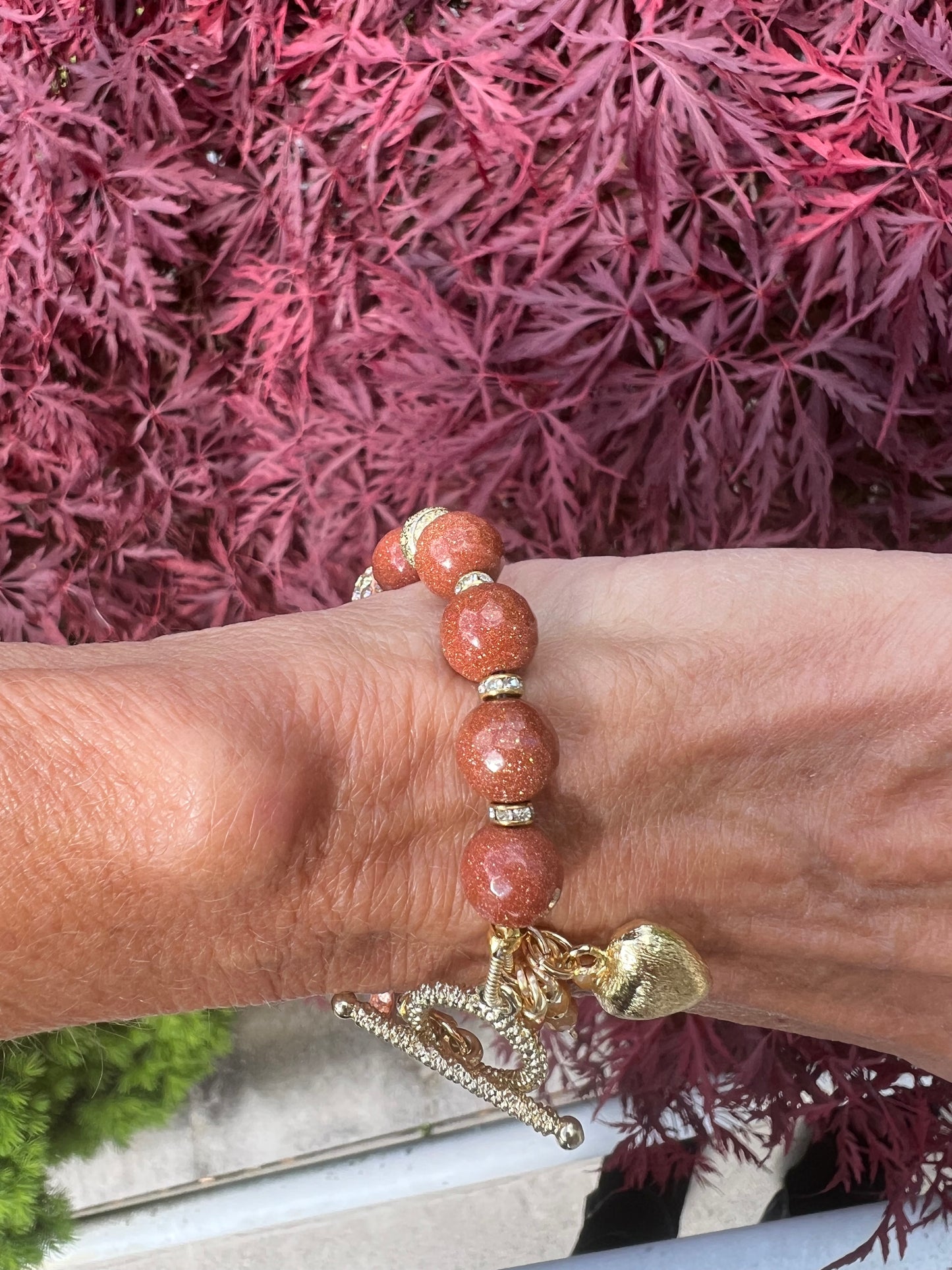 Tibetan Agate and Goldstone Bracelet