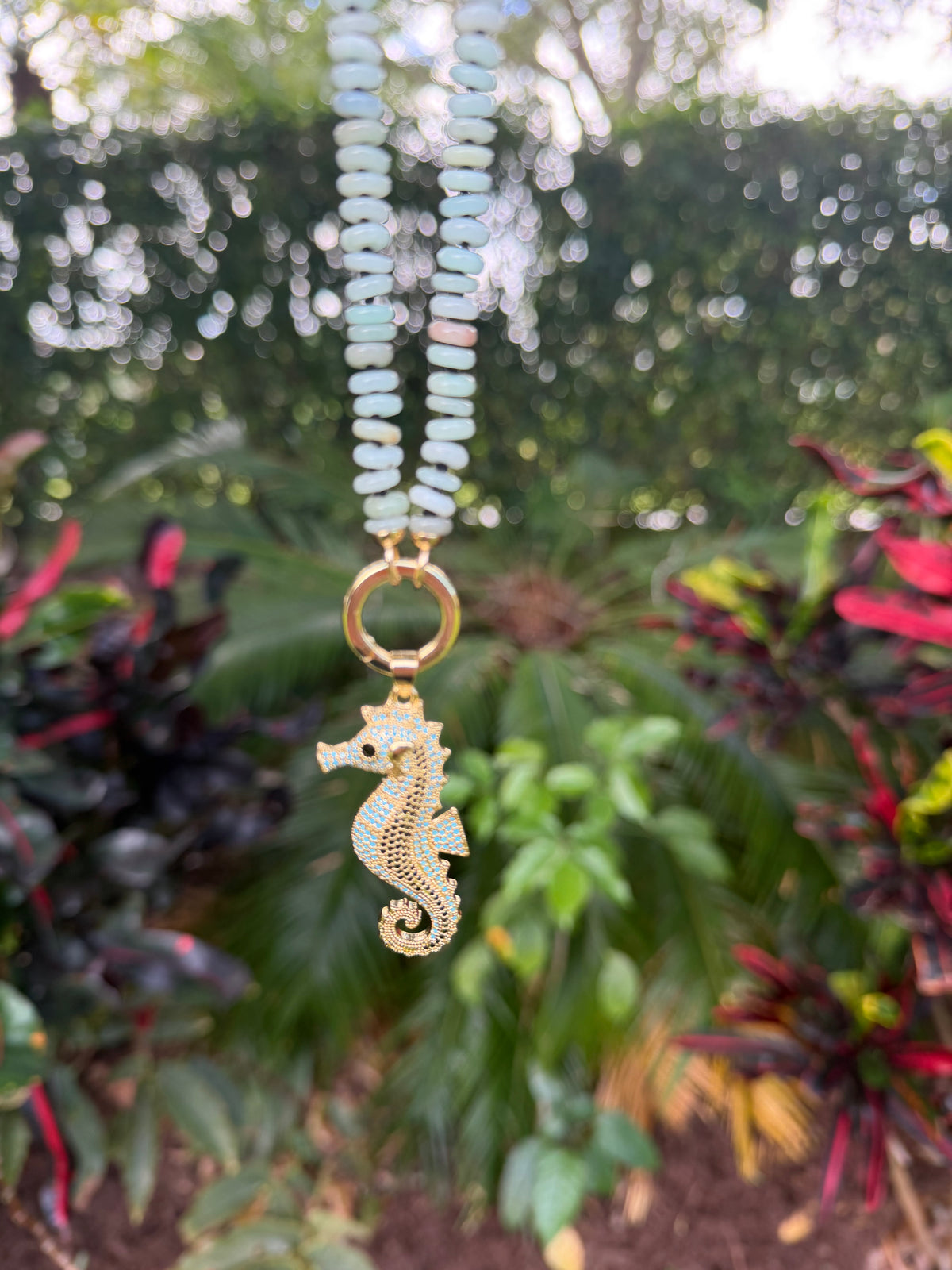 Amazonite Necklace with Seahorse Pendant