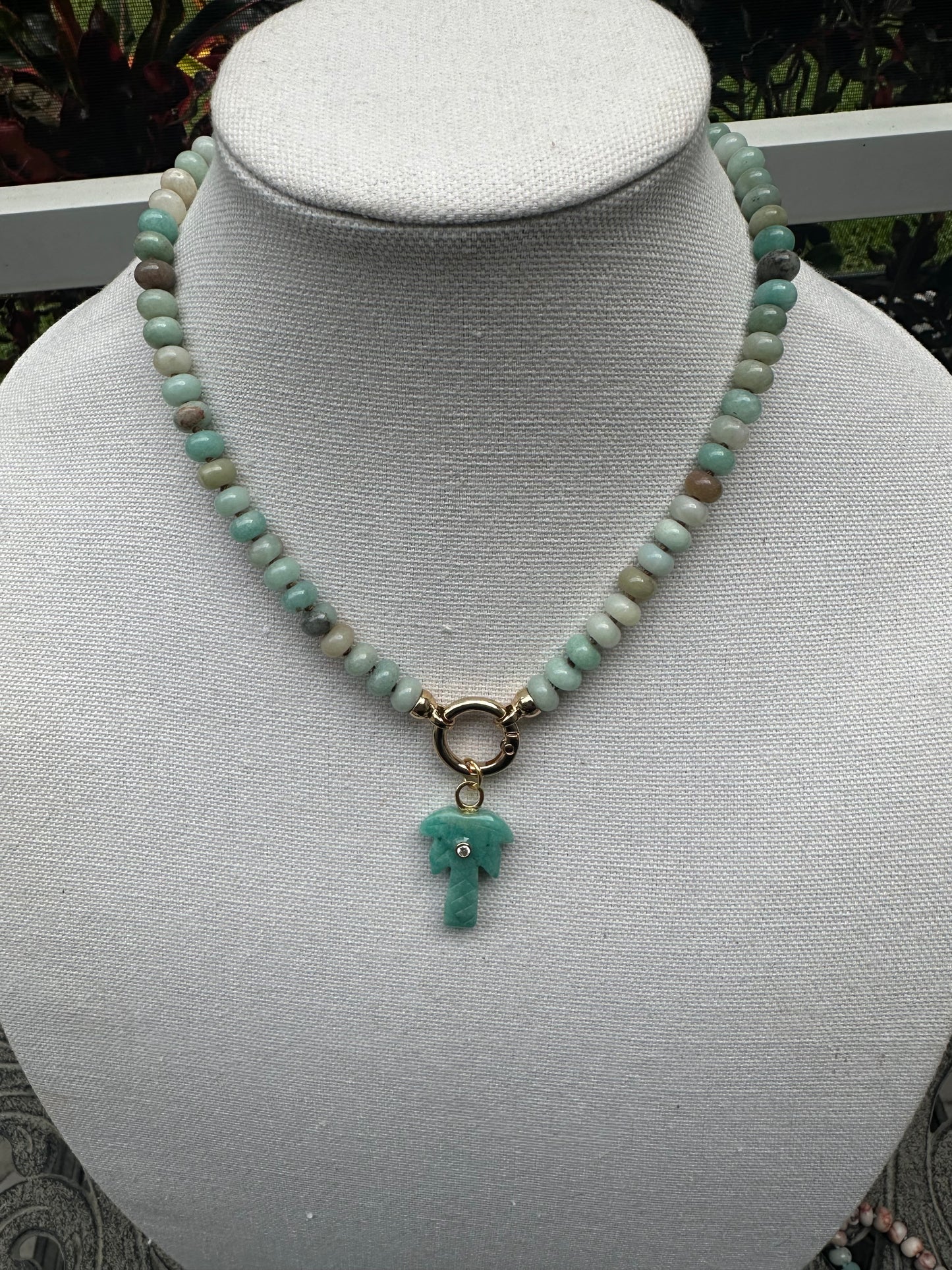 Palm Tree and Amazonite Necklace