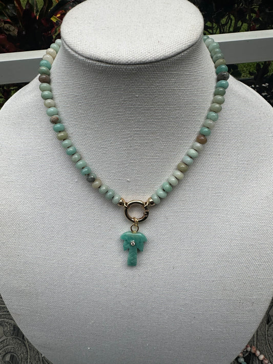Palm Tree and Amazonite Necklace