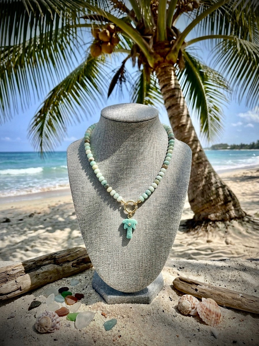 Palm Tree and Amazonite Necklace
