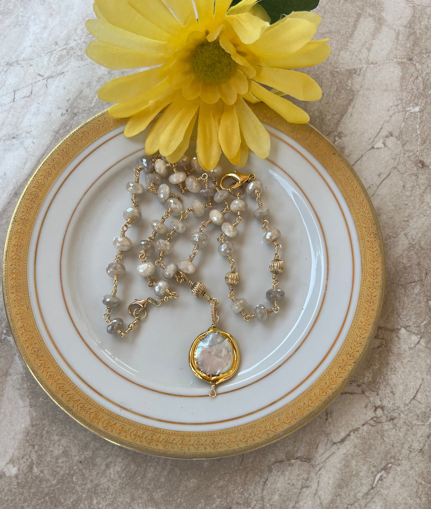 Rosary Style Moonstone Set