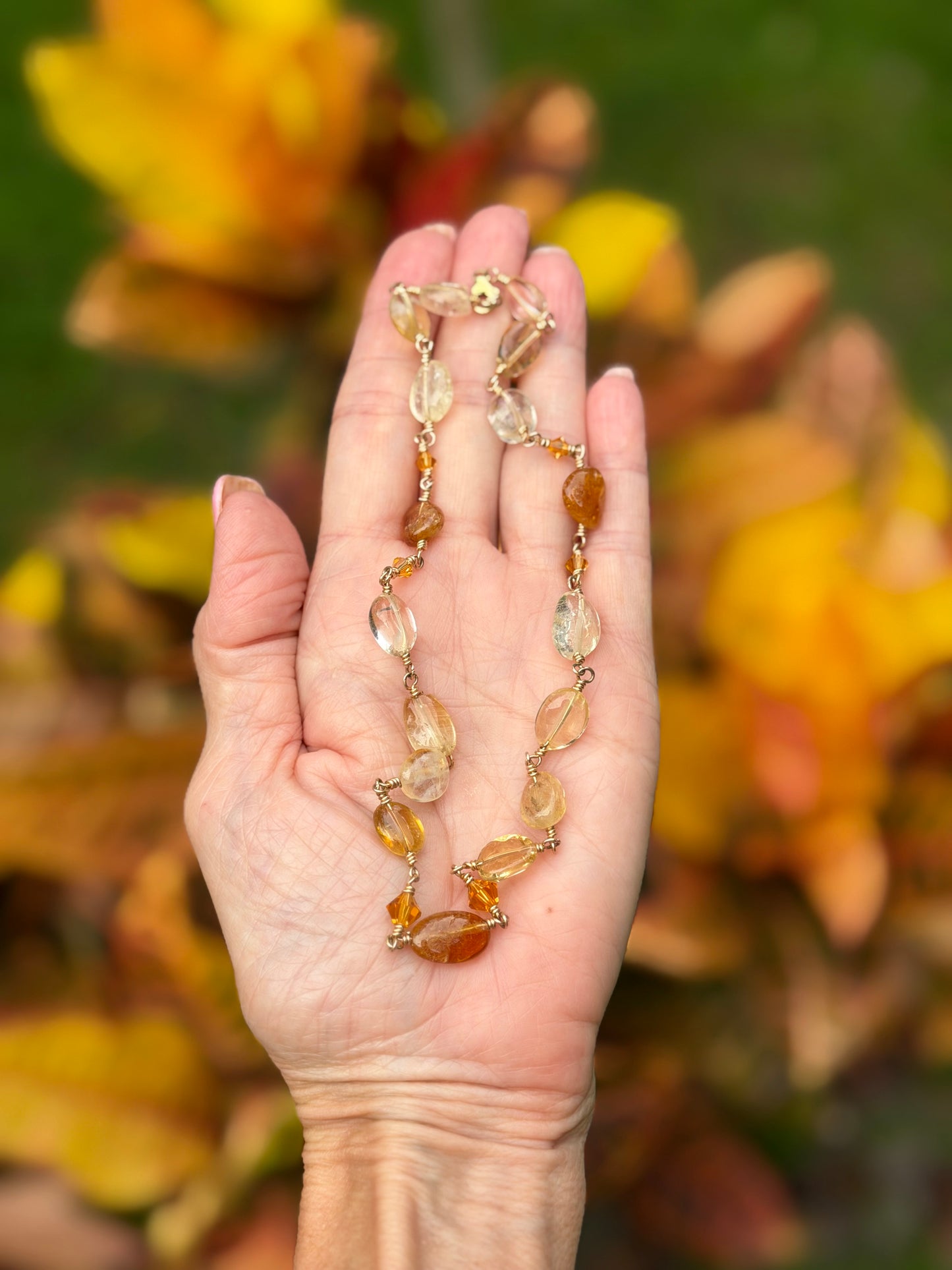 Citrine and Gold Crystal Choker