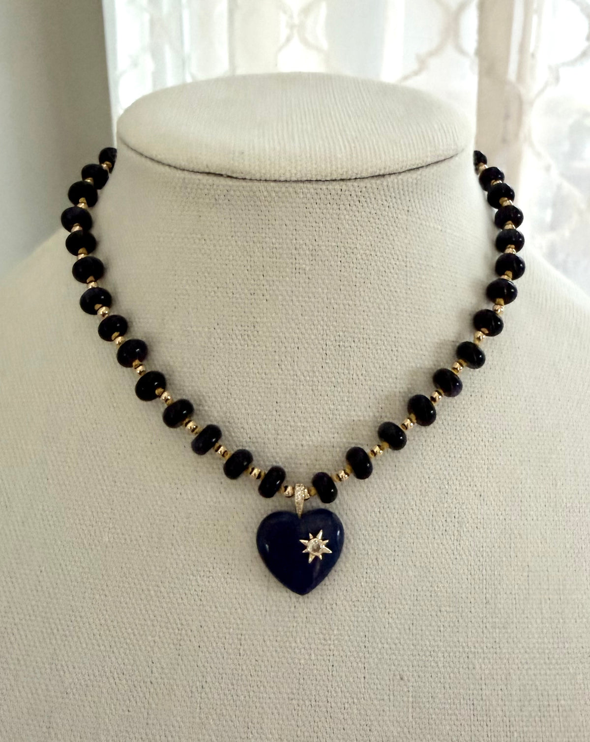 Sandstone with Lapis Lazuli Heart Necklace