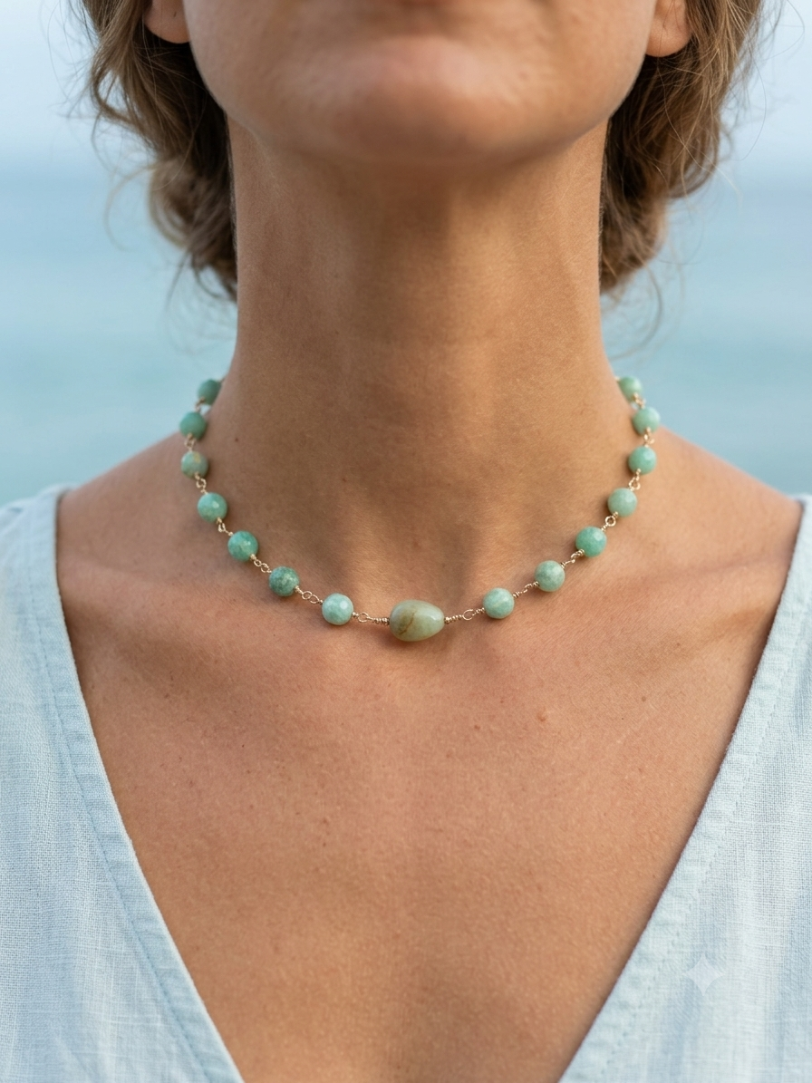 Octagon Amazonite Choker