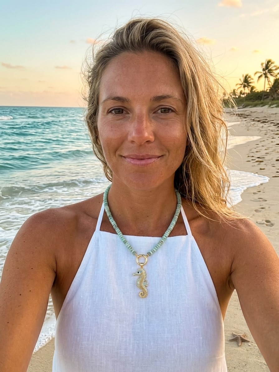 Amazonite Necklace with Seahorse Pendant