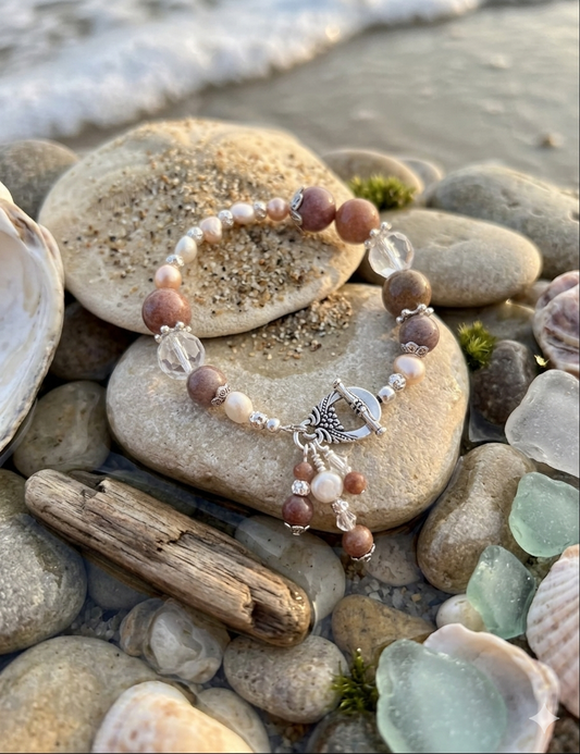 Purple Aventurine and Fresh Water Pearl Bracelet