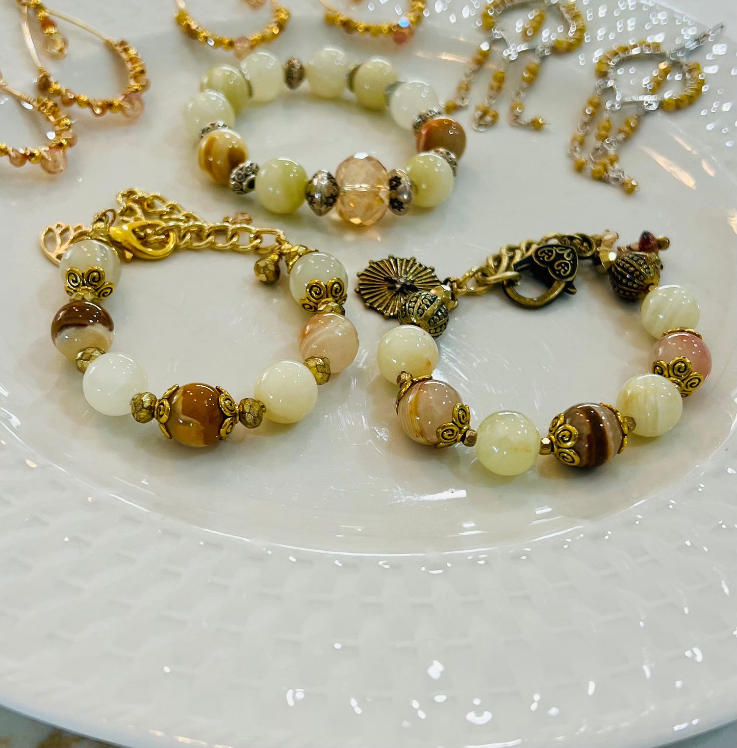 Chunky Yellow Jade Bracelets