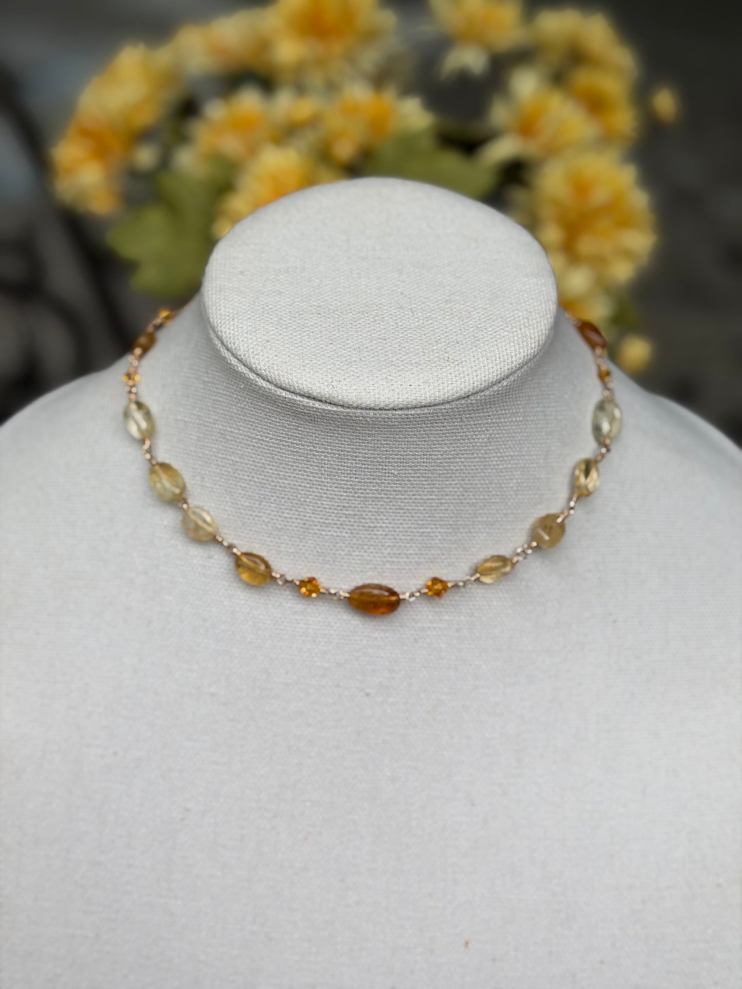 Citrine and Gold Crystal Choker