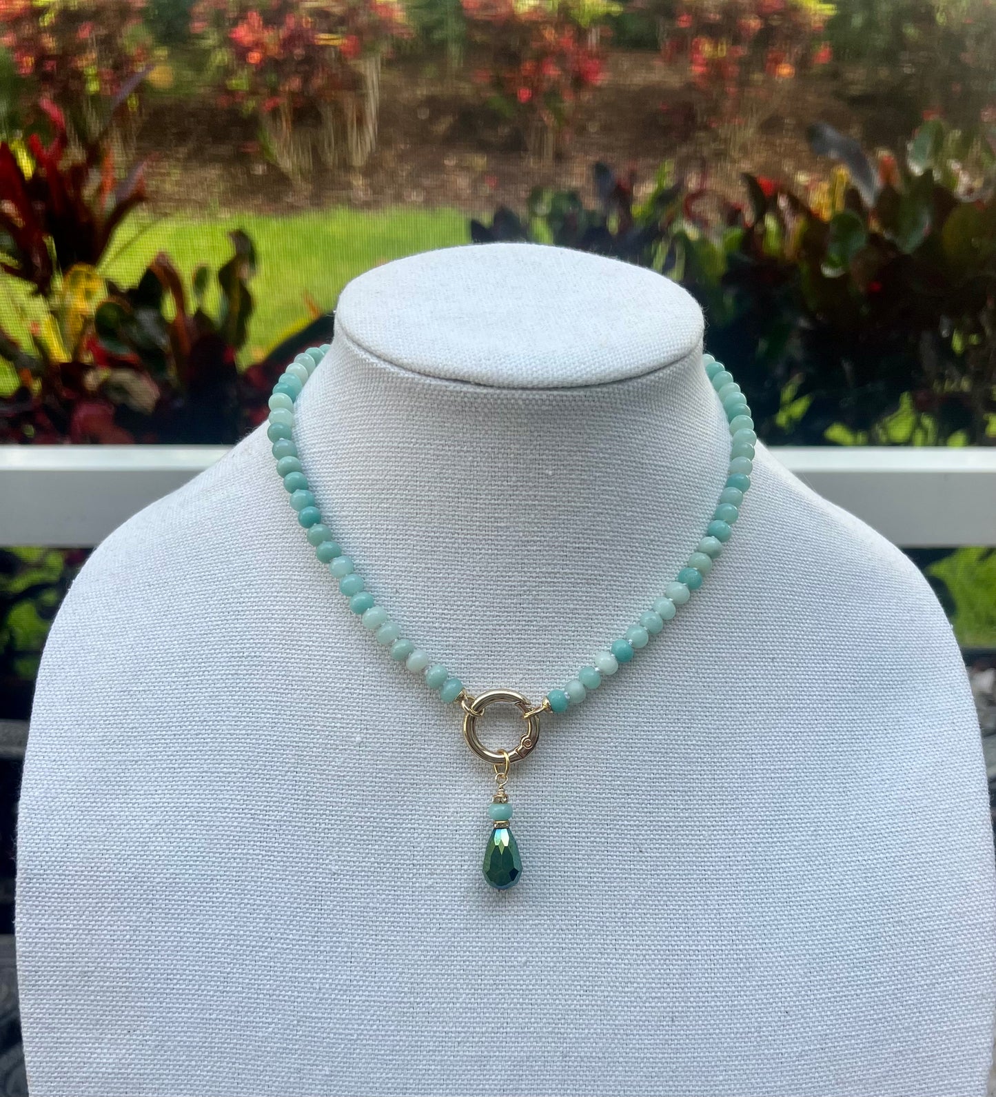 Amazonite Necklace with Teardrop Pendant
