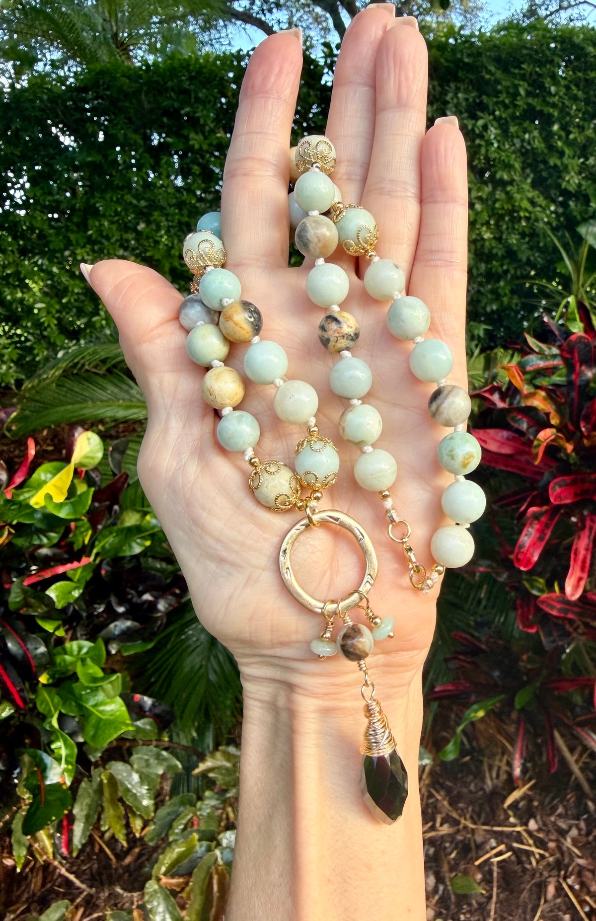 Amazonite Necklace with Crystal pendant