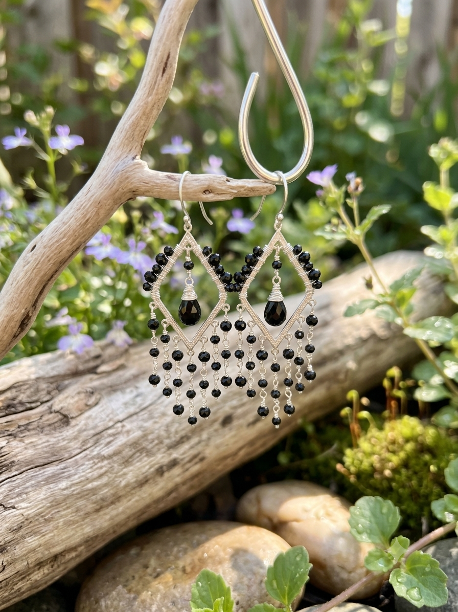 Black beauty statement earrings