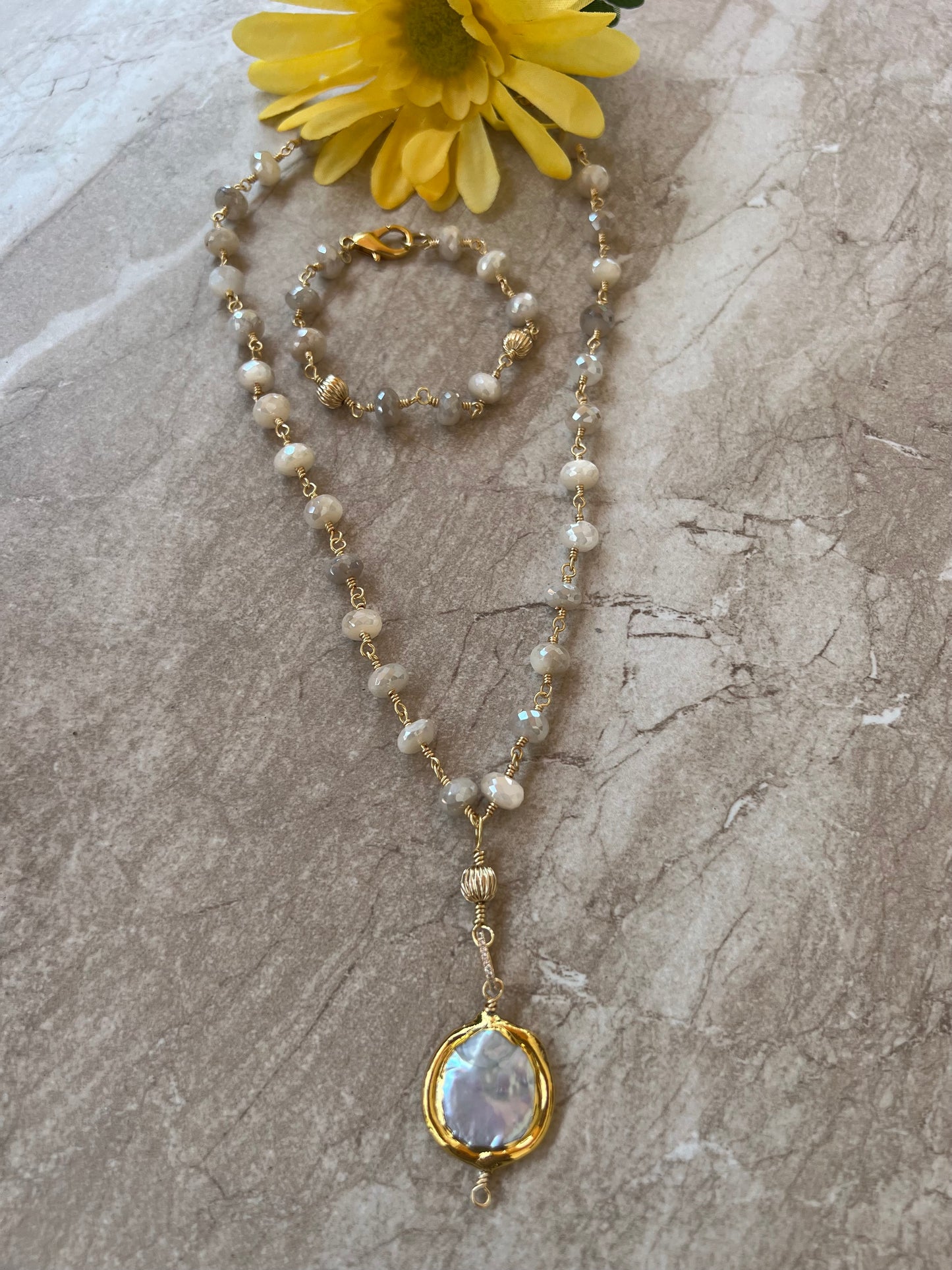 Rosary Style Moonstone Set