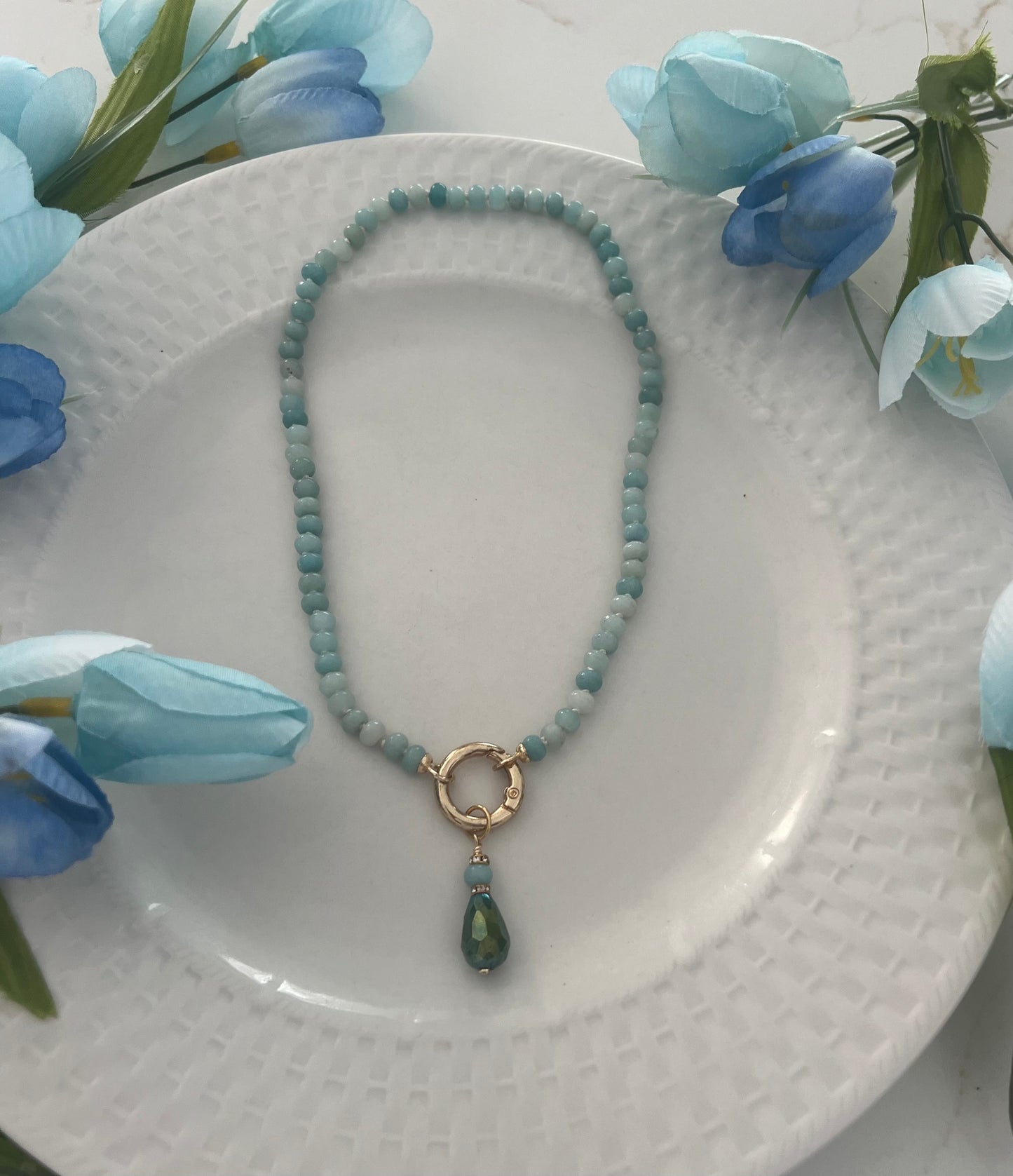 Amazonite Necklace with Teardrop Pendant