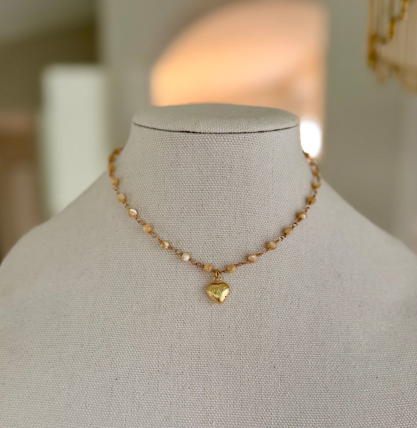 Mother of Pearl, heart choker