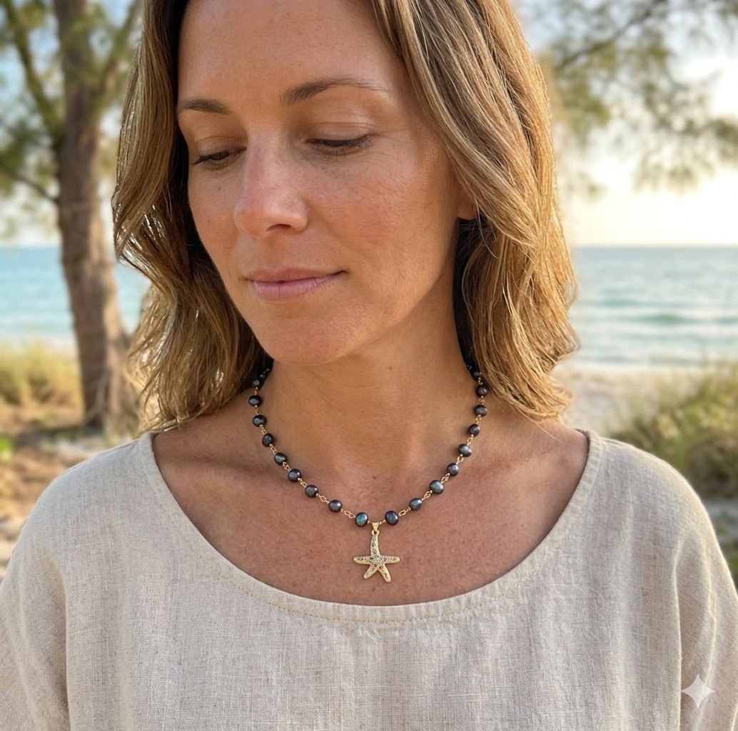 Peacock Pearl Choker