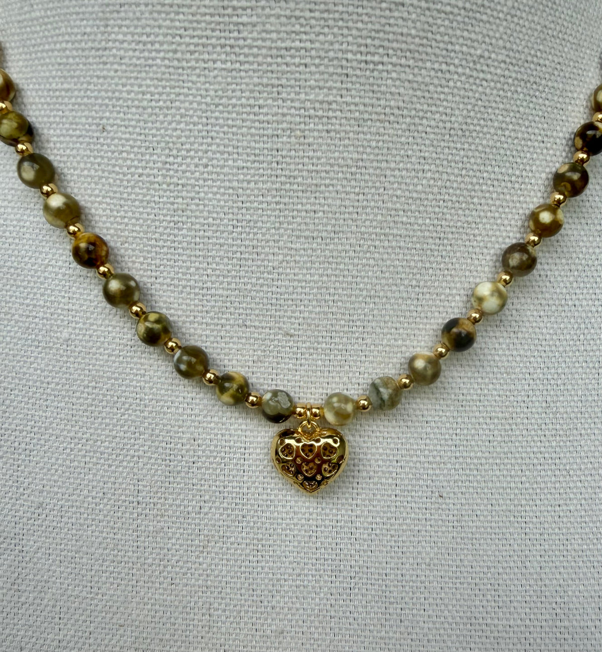 Fire Agate necklace with CZ heart