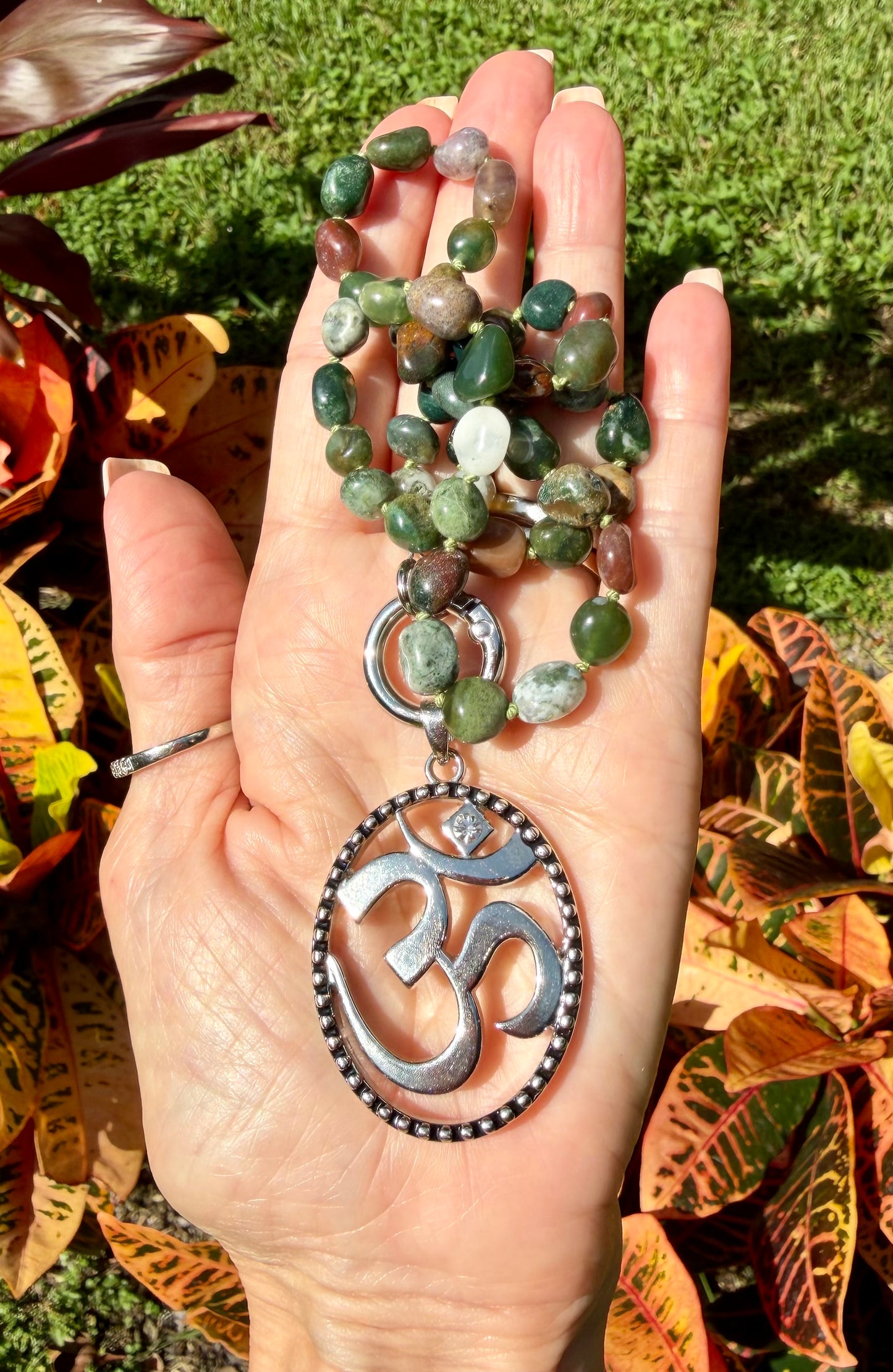 Indian Agate Nugget with Om Pendant