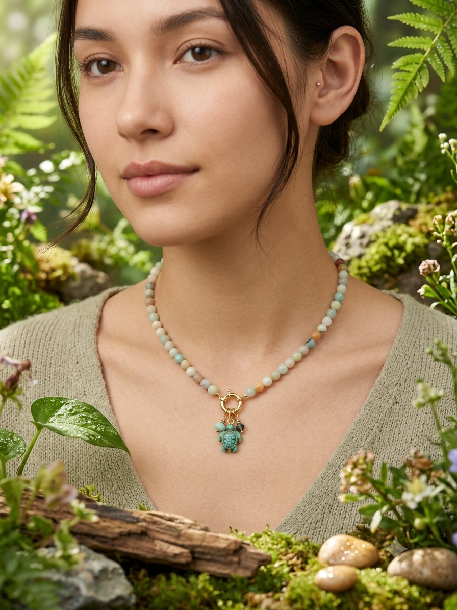 Amazonite with Turtle necklace