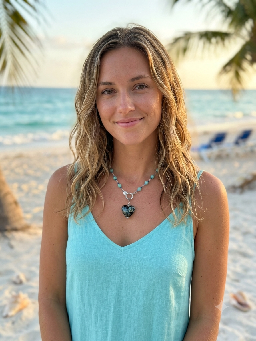 Night Blue Heart Pendant Necklace – Handmade Boho Luxe Sterling Silver