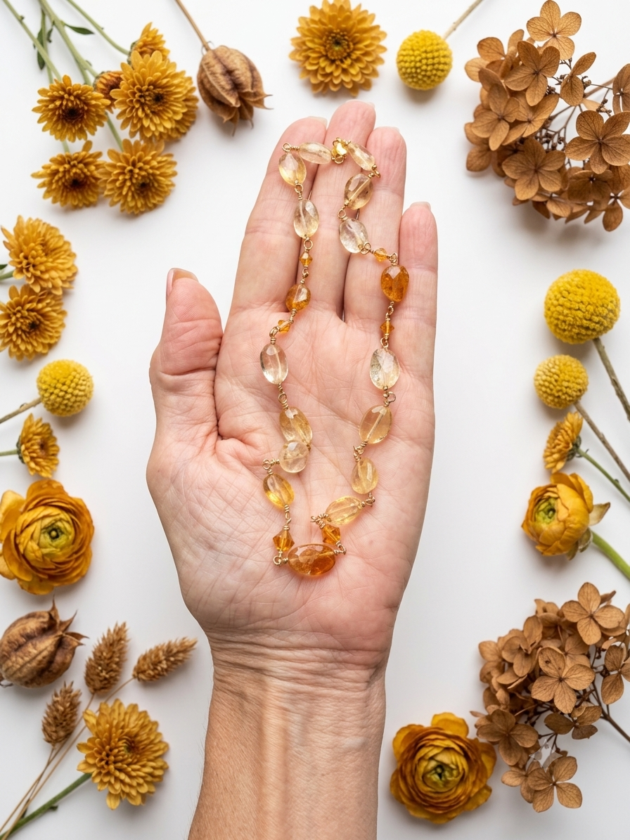 Citrine and Gold Crystal Choker