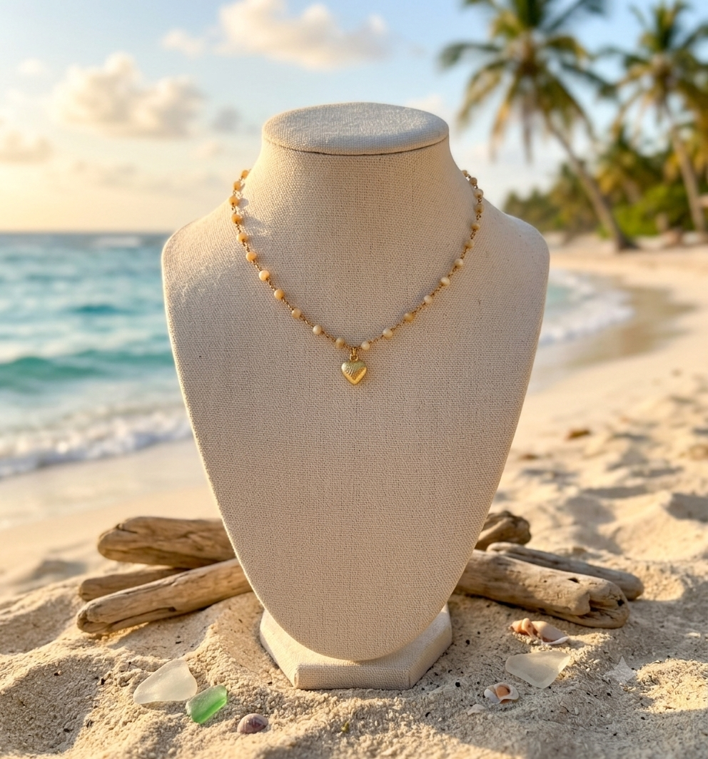 Mother of Pearl, heart choker