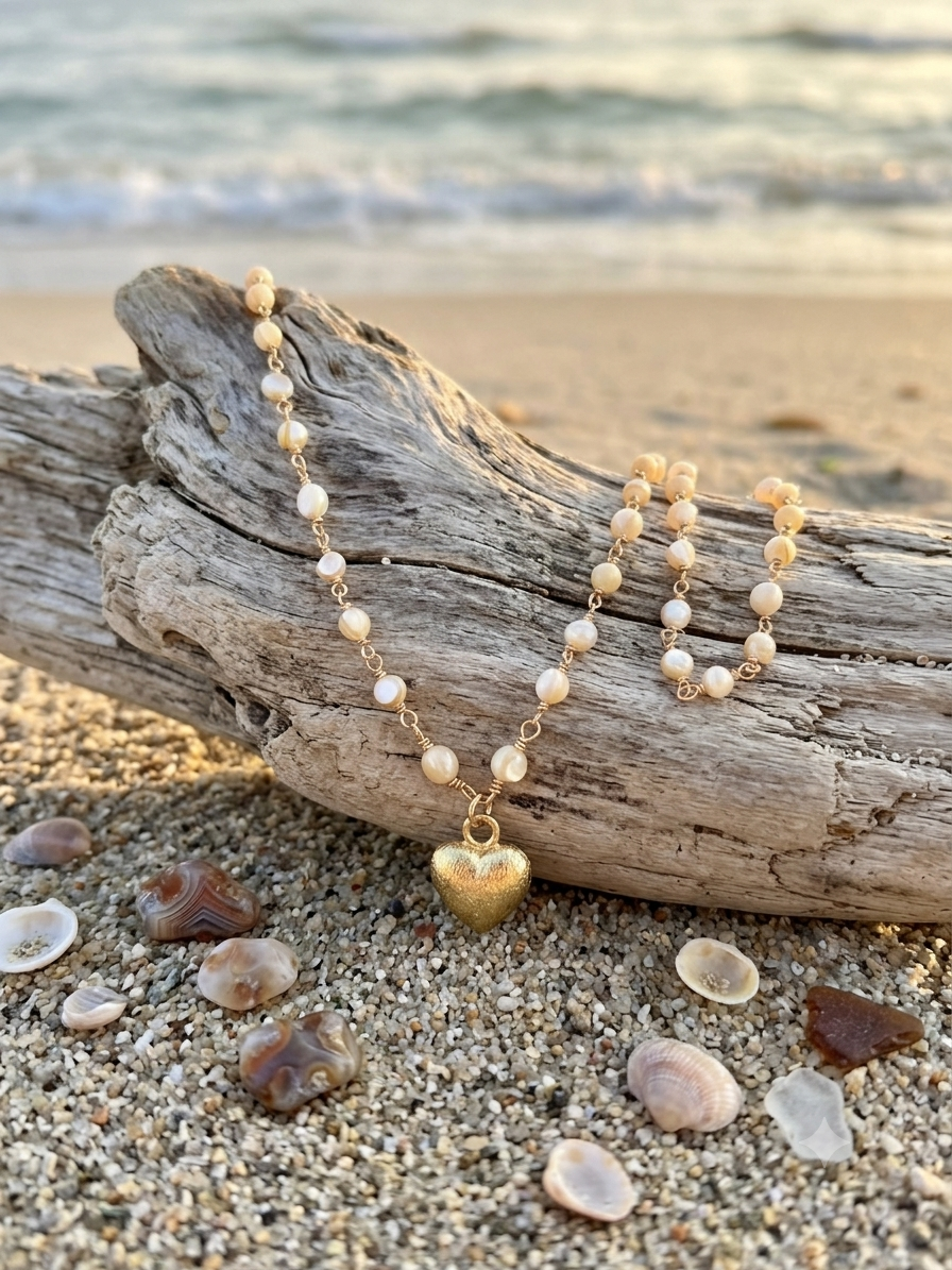 Mother of Pearl, heart choker