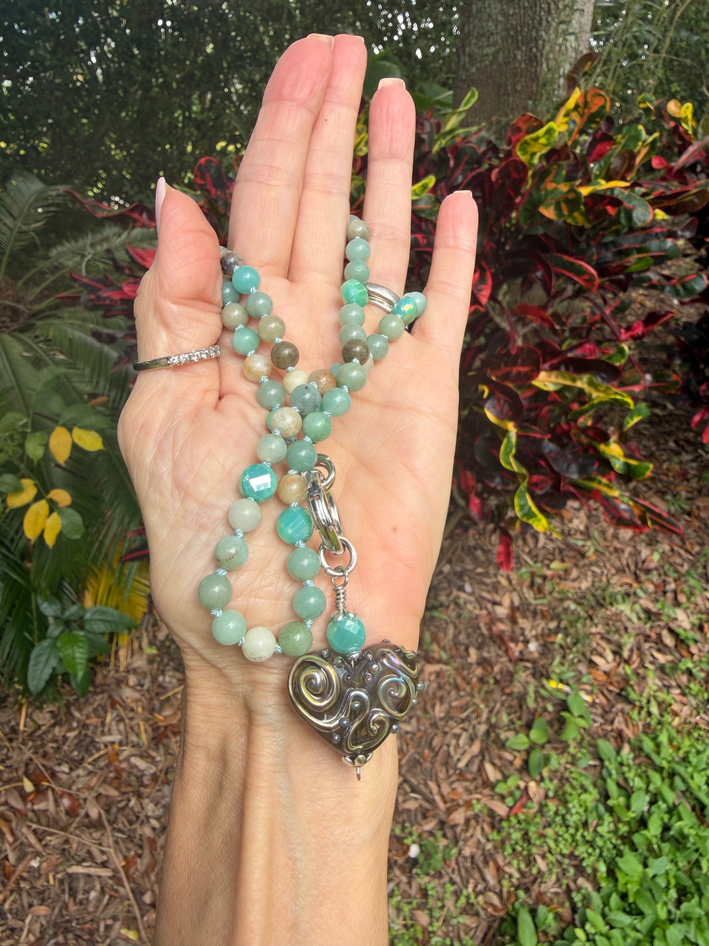 Amazonite and Glass Necklace