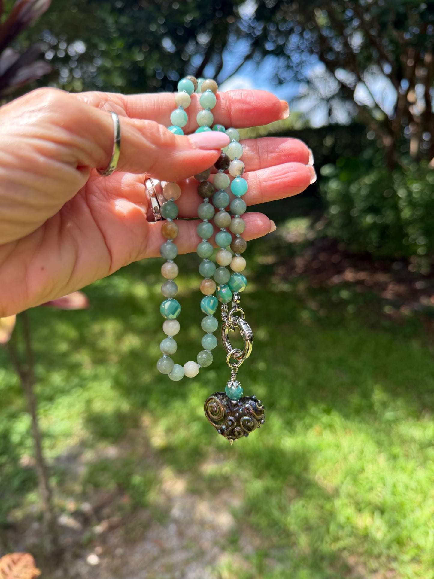 Amazonite and Glass Necklace