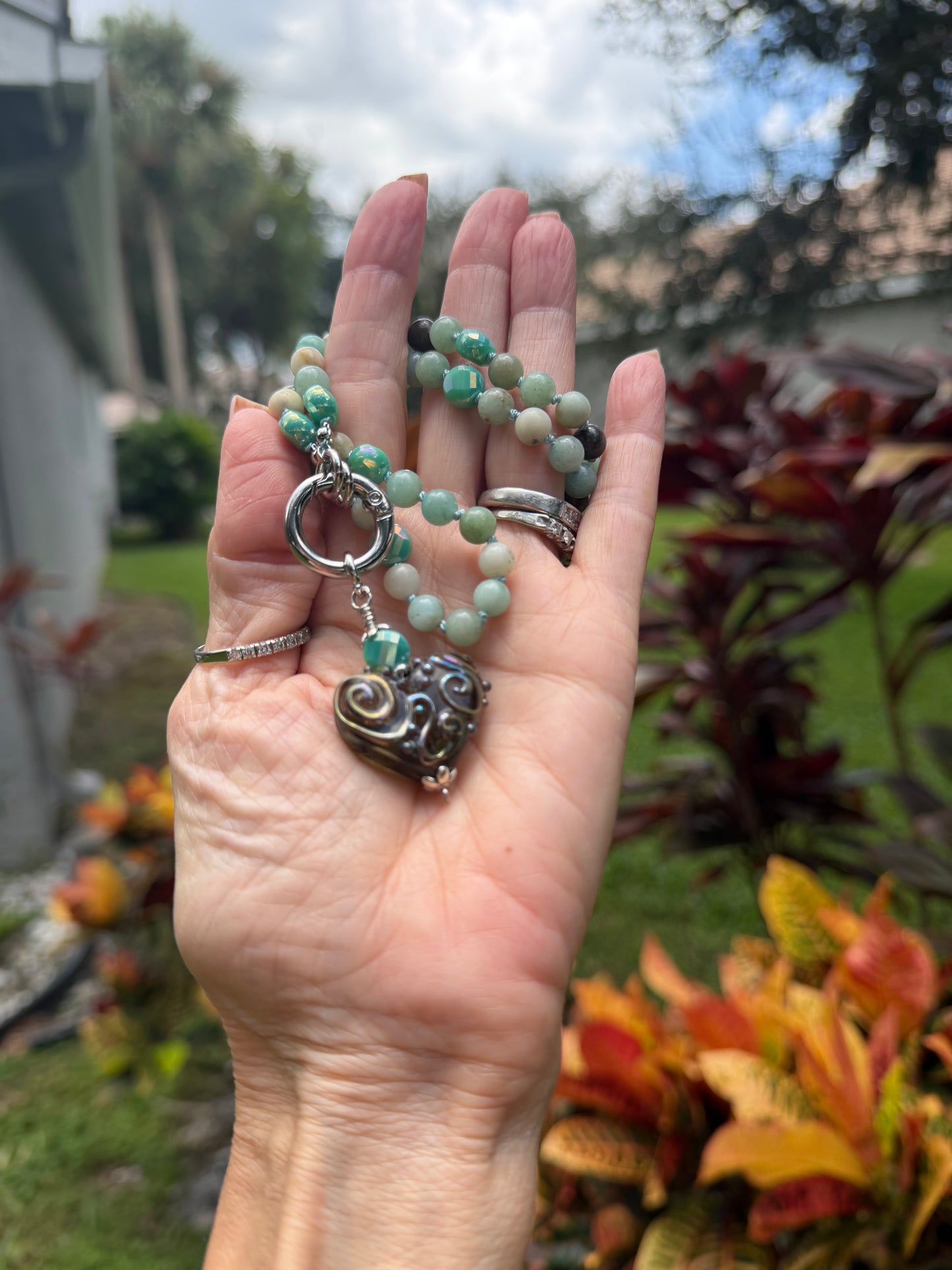 Amazonite and Glass Necklace