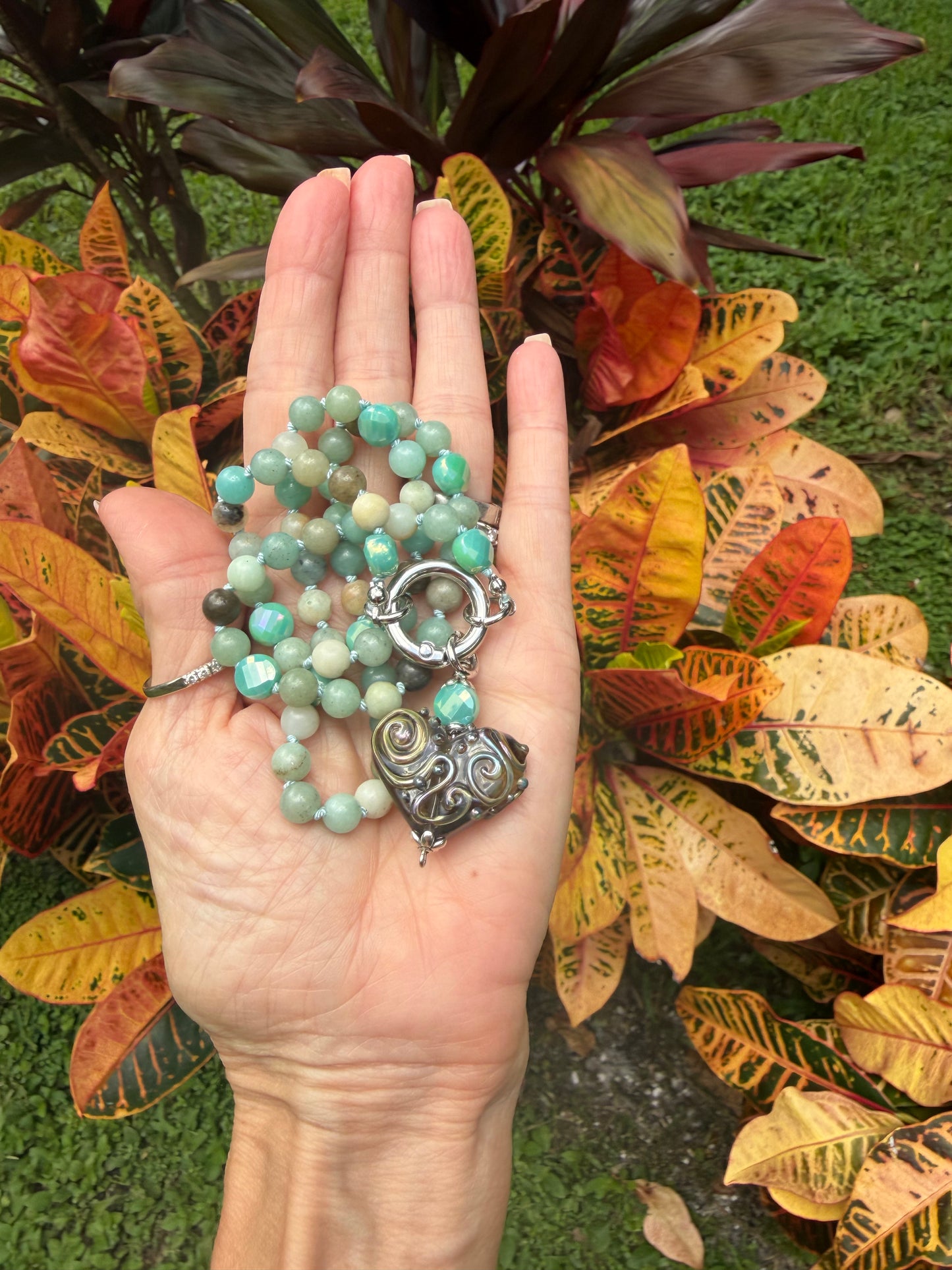 Amazonite and Glass Necklace