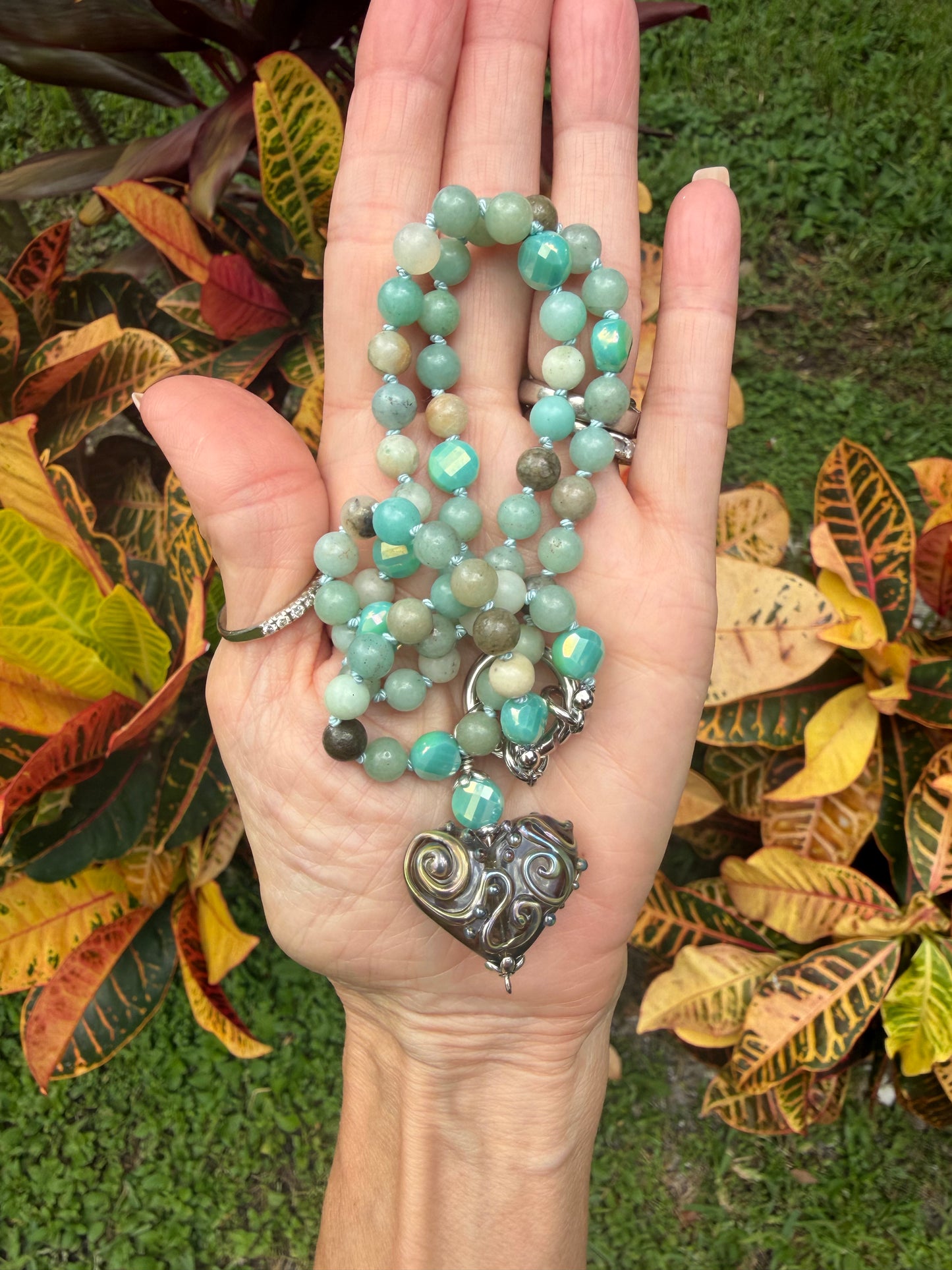 Amazonite and Glass Necklace