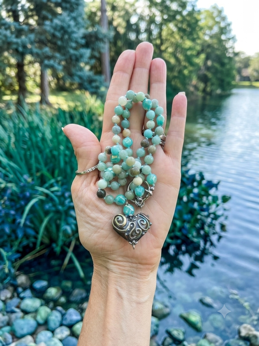 Amazonite and Glass Necklace
