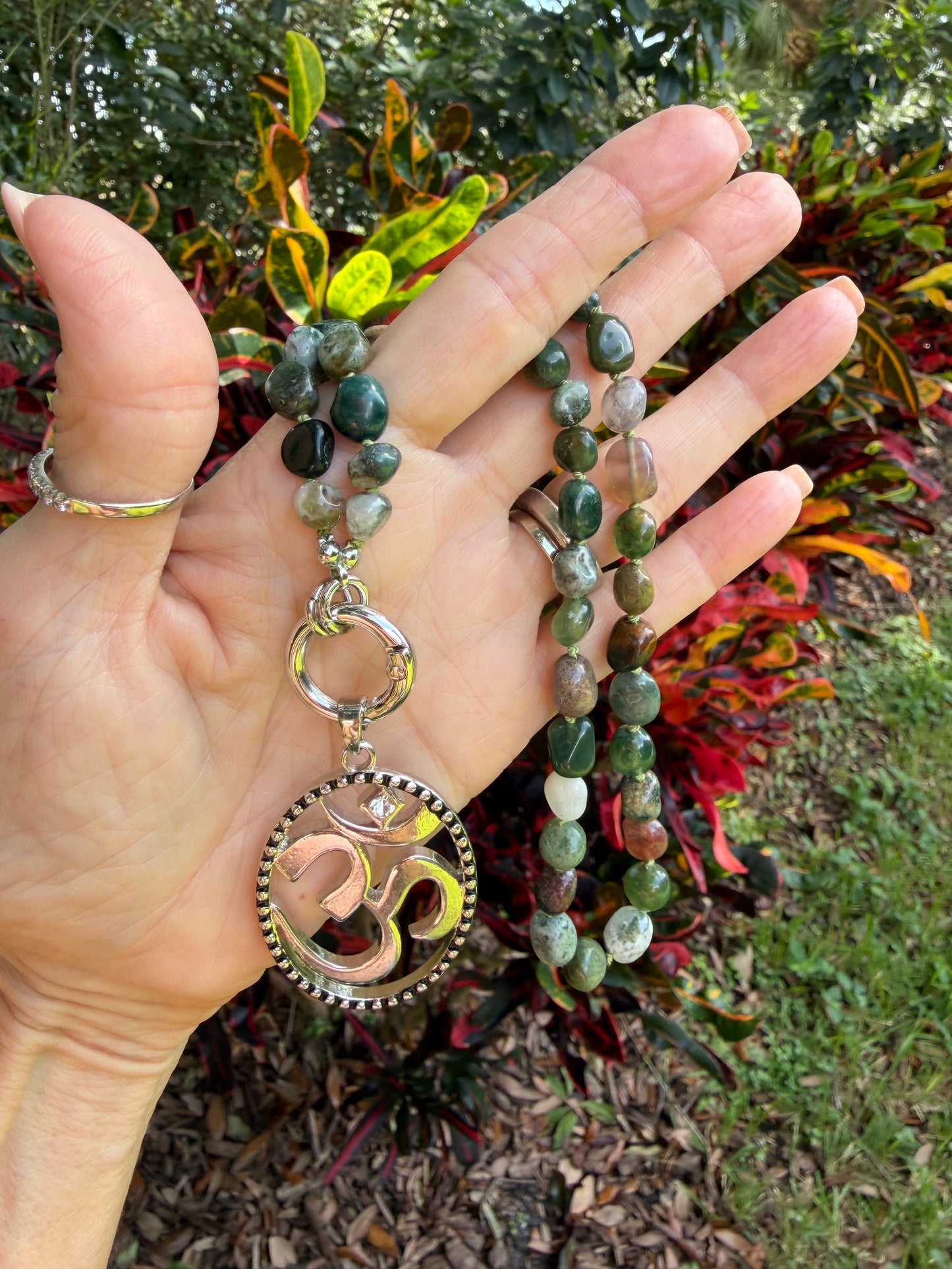 Indian Agate Nugget with Om Pendant
