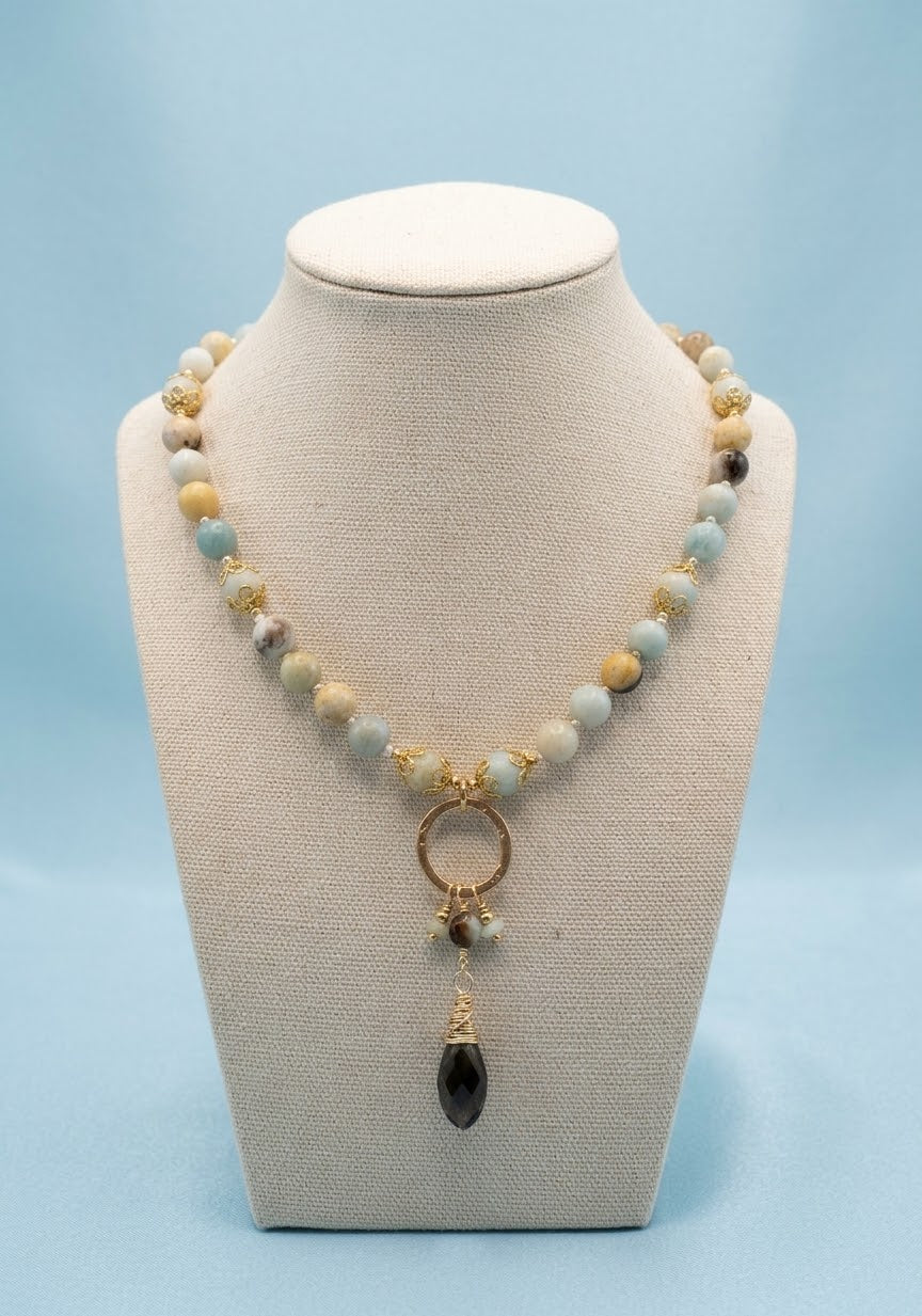 Amazonite Necklace with Crystal pendant