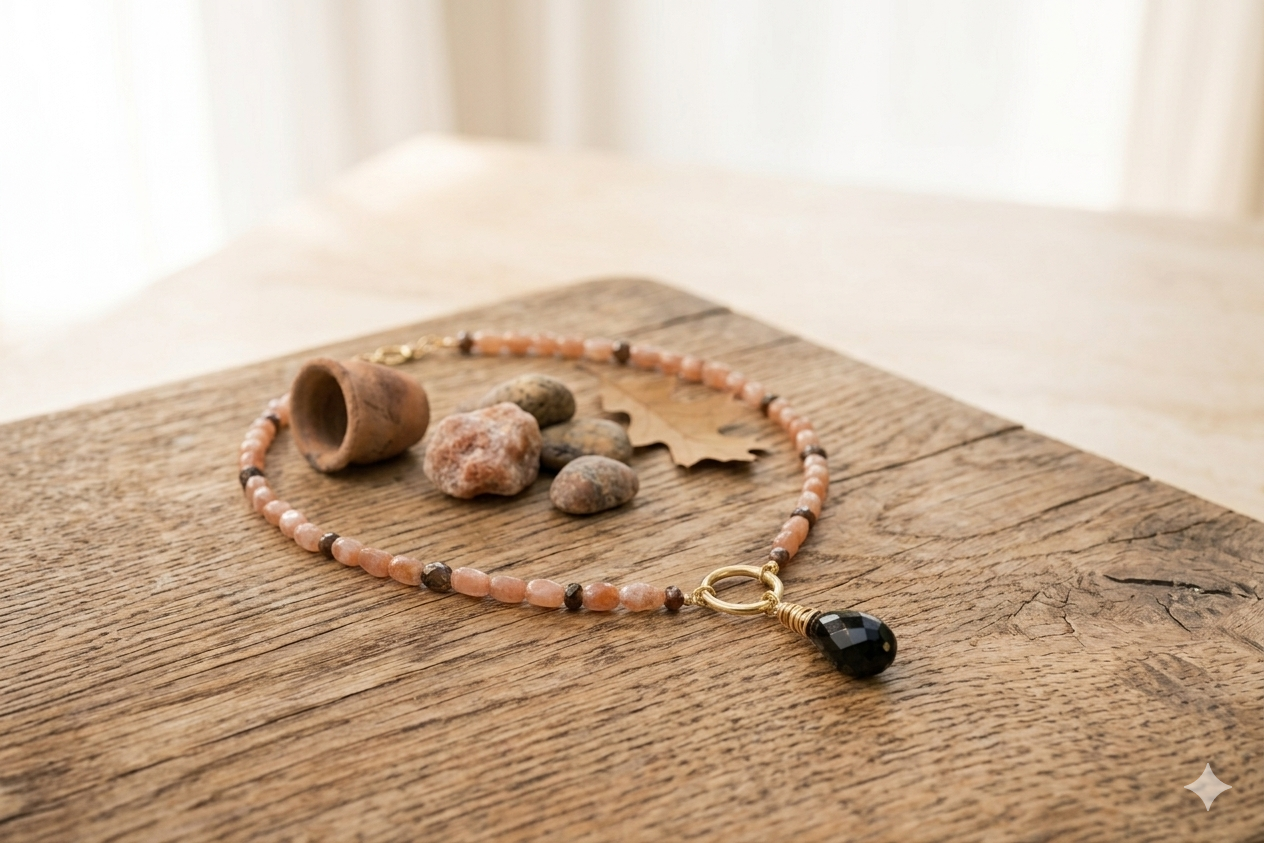 Peach moonstone, and garnet delight