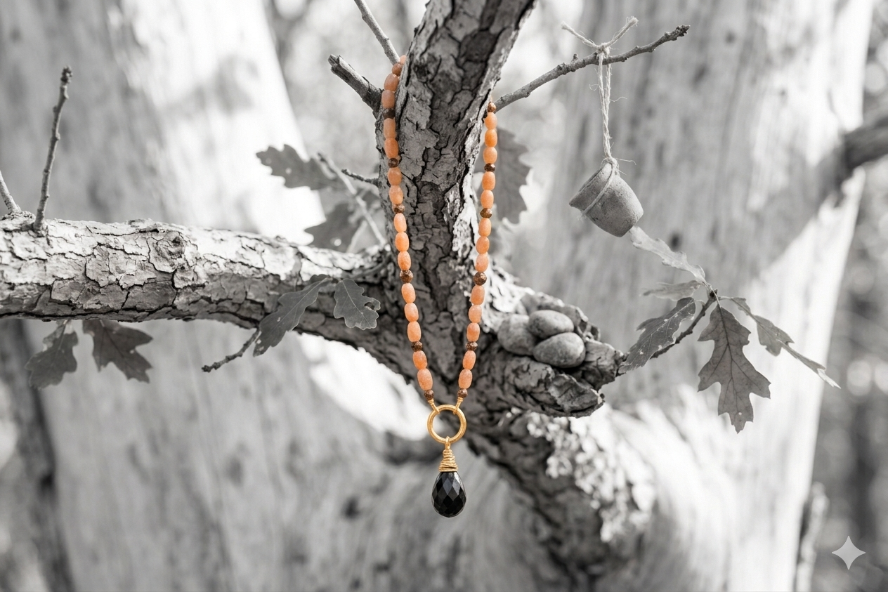 Peach moonstone, and garnet delight
