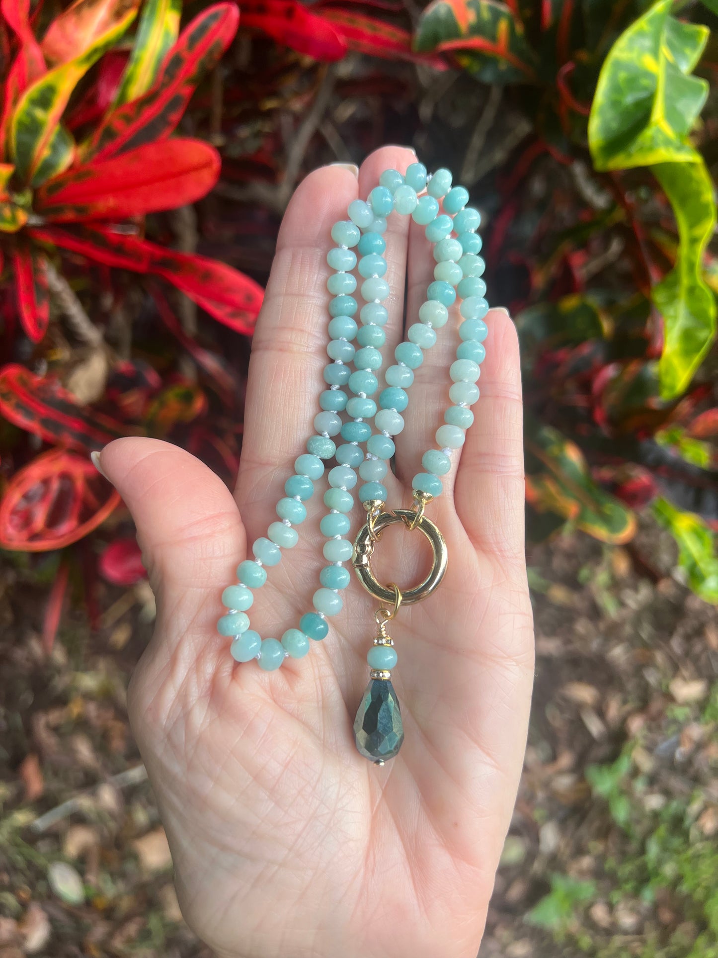 Amazonite Necklace with Teardrop Pendant