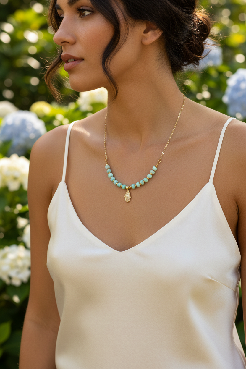 Peruvian Choker with Hamsa Charm