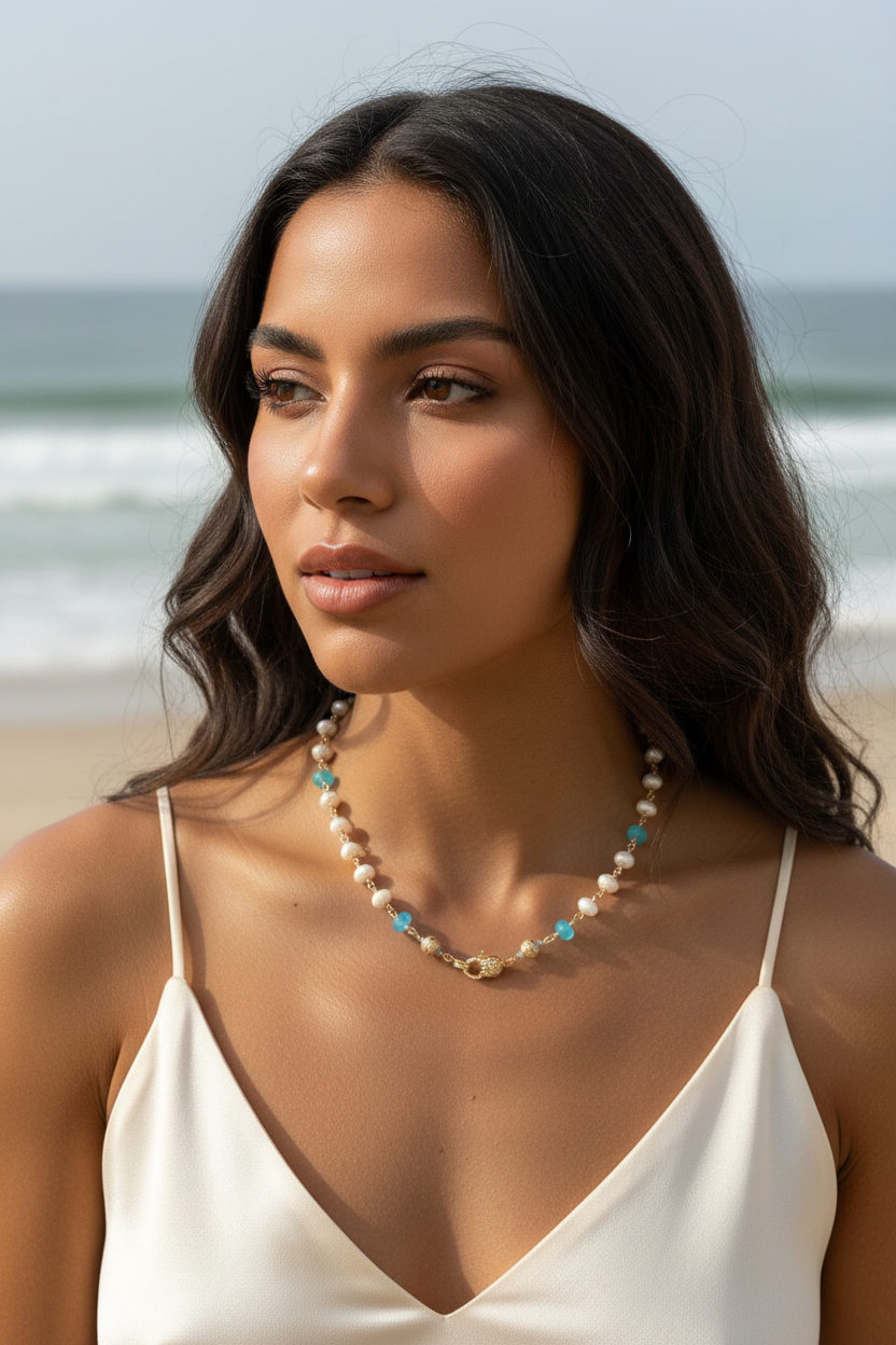 Silverite & Blue Chalcedony Choker
