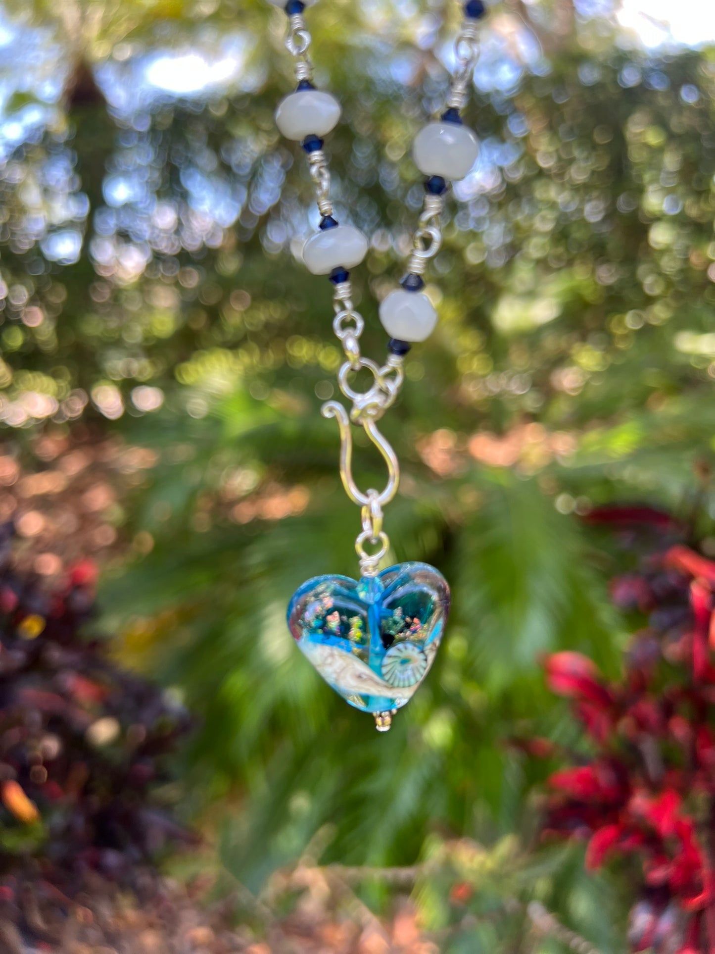 White Chalcedony & Indigo Swarovski