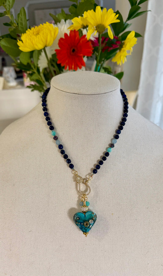 Lapis Lazuli, Blue Chalcedony with Artisan Heart