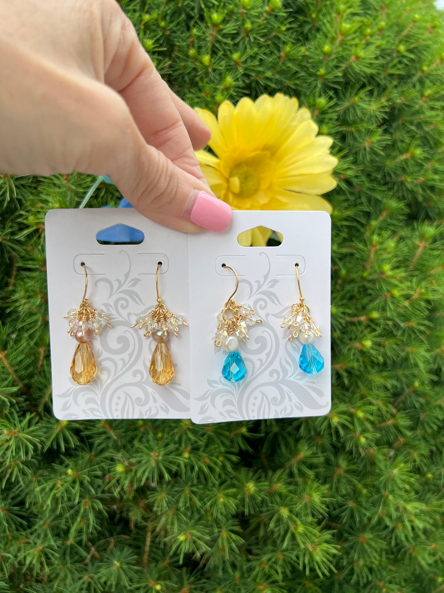 Crystal chandelier earrings.